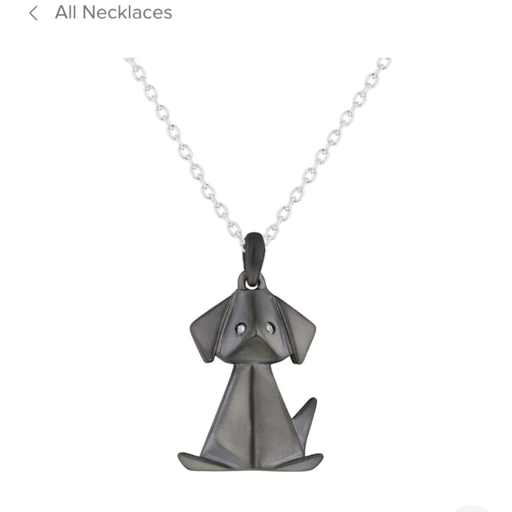 Steven Singer Jewelers Origami Dog Pendant Necklace, Black, Animal Jewelry